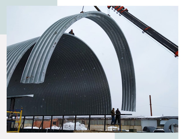 Полукруглые ангары в Крымске